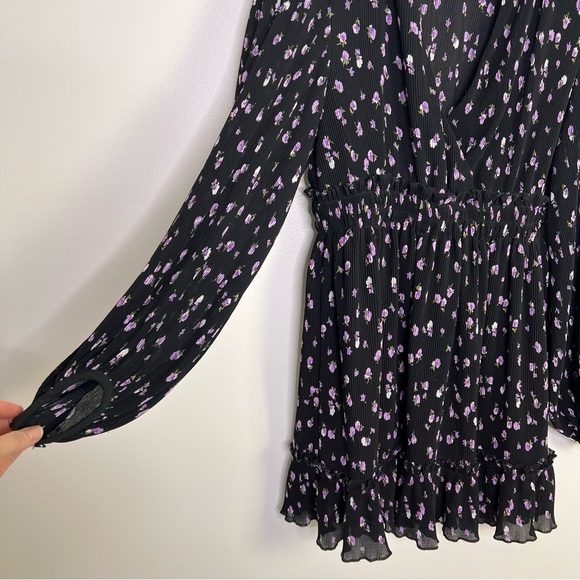 Zara Black and Purple Floral Ruffle Mini Dress - Picture 10 of 15
